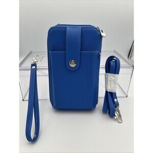 Blue Crossbody Wallet Purse Phone Holder RFID Zipper Credit Card Money NWOT